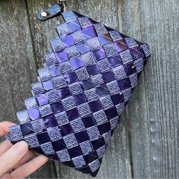 Nahui Ollin Purple Candy Wrapper Purse Clutch, artsy, unique - Picture 4 of 10